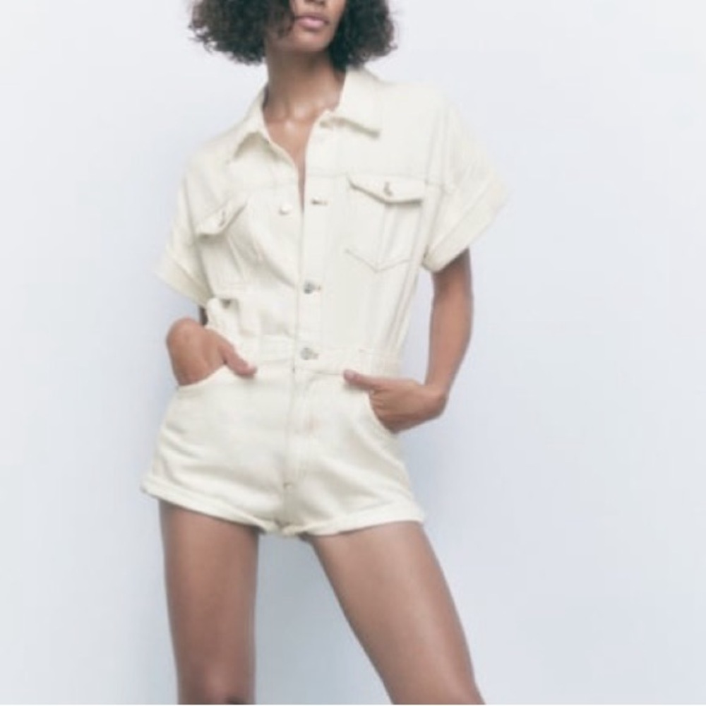 Zara  Short Sleeve jean Romper